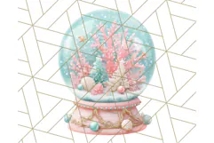Coral and Aqua Christmas Clipart PNG, Pastel Holiday Art Product Image 5