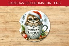 rounded car coaster - owl in the mug Product Image 1