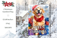 Watercolor Winter Dog Garden Flag, Christmas Garden Flag Product Image 1