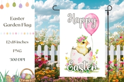 Happy Easter Garden Flag, Cute Easter Chick Sublimation Product Image 1