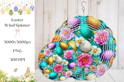 Glitter Easter Eggs Wind Spinner, Cartoon Flowers Print Product Image 1
