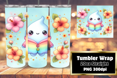 20oz Sublimation Tumbler Wrap , Cute Ghost Product Image 1