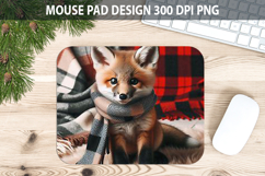 Christmas Cute Fox Mouse Pad Sublimation - Animal PNG Design Product Image 1