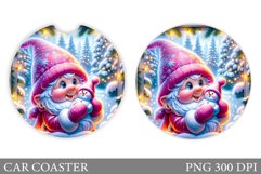 Christmas Gnome Car Coaster. Christmas Car Coaster Design Product Image 1