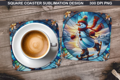 Snowman Coaster Sublimation, Christmas Coaster PNG Design Product Image 1