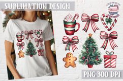 Christmas Coquette Bow PNG Holidays Funny Watercolor Product Image 1