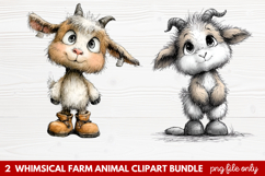 Whimsical Farm Animal Clipart | Cute Farm Animals PNG Set Product Image 1
