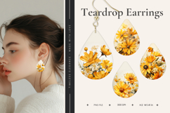 Flower Teardrop Earring Floral Teardrop Sublimation_69 Product Image 1