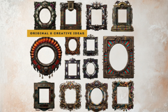 Horrific Circus PNG Frames- Creepy Circus PNG Graphics Product Image 10
