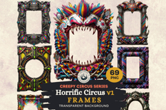 Horrific Circus PNG Frames- Creepy Circus PNG Graphics Product Image 1