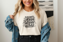 Women Cozy Jacket T-Shirt Mockup PSD JPG Product Image 1