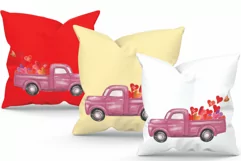 Watercolor vintage Valentine truck load with kisses XOXO png Product Image 5