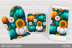 Fall Pumpkin Oven Mitt Design. Fall Pumpkin Kitchen Towel Product Image 1