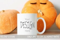 White coffee mug fall mockup