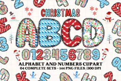 Christmas Alphabet png clipart, christmas letters doodle Product Image 1