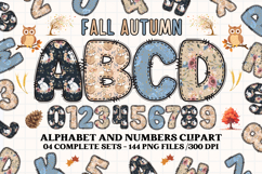 Fall Autumn Alphabet png clipart, fall autumn letters doodle Product Image 1