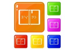 Braille icons set vector color Product Image 1