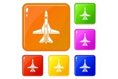 Commercial plane icons set vector color Product Image 1