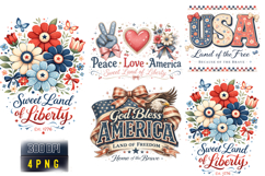 Sweet Land of Liberty Patriotic PNG Design for T-Shirts Product Image 1