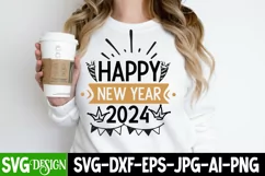 Happy New Year 2024 SVG Cut File, Happy New Year 2024 SVG Product Image 1