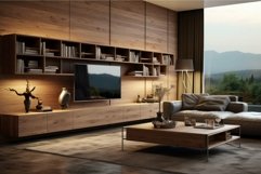 Modern living room interior with mountain view Product Image 1