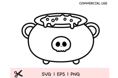 Kawaii Witch Cauldron Outline SVG |Halloween Product Image 1