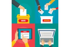 Ballot voting box banner concept set, flat style Product Image 1