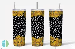 Skinny Tumbler Sublimation Design - Sunflower Leopard Print Product Image 2