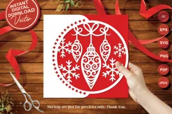 Papercut Christmas Hanging Baubles Card Cover with Snowflake Product Image 1