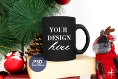 Christmas Black mug mockup PSD, Christmas coffee mug mock up Product Image 1
