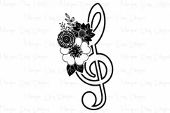 Floral Treble Clef SVG DXF PNG Cut File Product Image 2