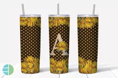 Sunflower Monogram Skinny Tumblers Alpha Sublimation Design Product Image 2