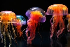 Jellyfishes with Black Background Wallpaper Product Image 1