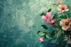 Turquoise Floral Background Wallpaper Product Image 1