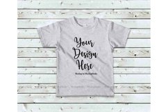 Kids Heather Gray Tshirt Mockup, Toddler Shirt Flat Lay Mock Product Image 1