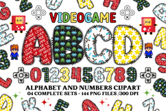 Video game Alphabet, video game letters doodle clipart Product Image 1