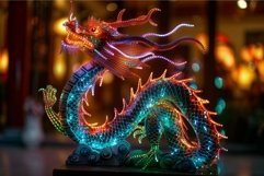 Colorful illuminated dragon sculpture at night Product Image 1