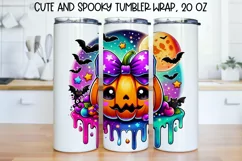 Cute and Spooky Halloween Tumbler wrap PNG, 20 oz. Product Image 1