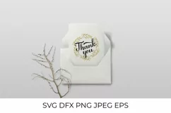 Thank you SVG. Calligraphy lettering. Gold floral wreath Product Image 2
