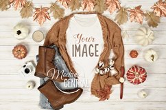 Women's Blank White T-Shirt Styled Apparel Fall Shirt Mockup Product Image 1