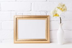 Golden landscape frame mockup with soft yellow orchid Product Image 2