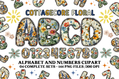 Cottagecore Alphabet png clipart, Floral letters doodle Product Image 1