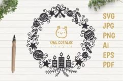 Floral X-mas Wreath SVG, Christmas Decor Cut File Product Image 1
