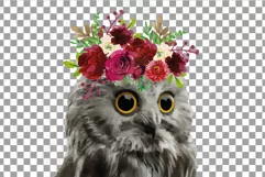 Watercolor baby owl with floral crown baby shower clip art Product Image 4