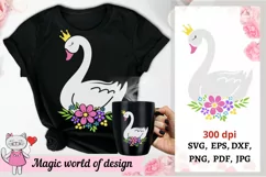 Swan queen with flowers SVG Cut files for Cricut Silhouette Product Image 1