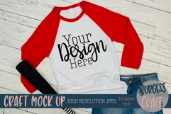 Red baseball raglan 3200 Craft mock up | High Res JPEG Product Image 3