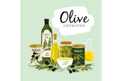 Olives and olive oil. Natural olives oils, glass and metalli Product Image 1
