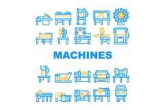 Industrial Machines Collection Icons Set Vector Flat Product Image 1