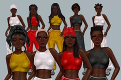 African American women clip art bundles, Gym clipart PNG Product Image 9