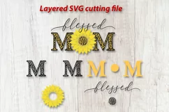 Blessed mom SVG mama Mothers day svg quote sunflower leopard Product Image 2